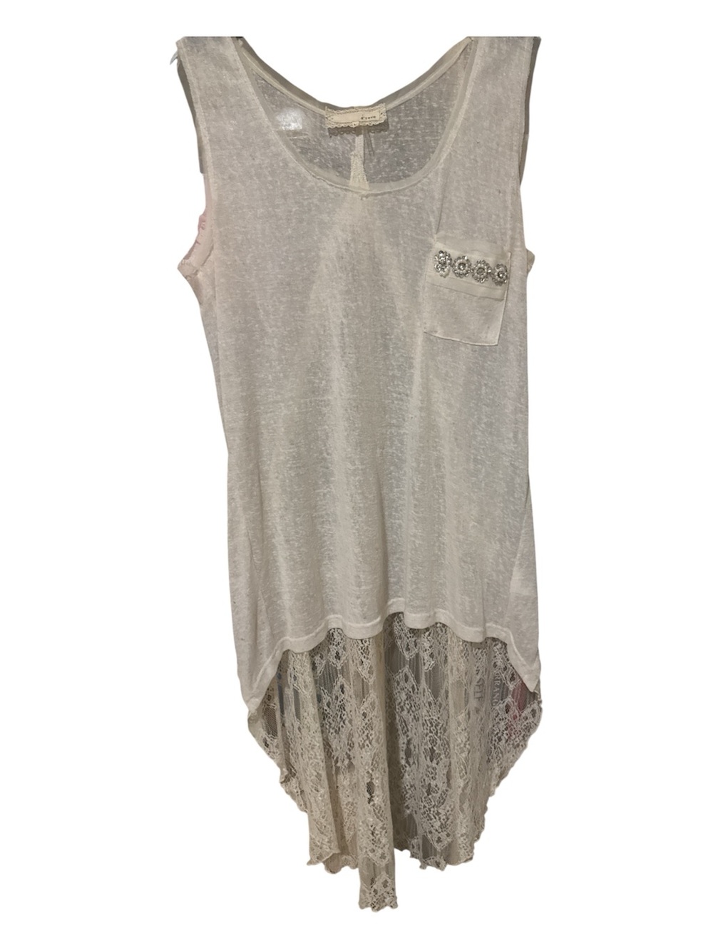 A'Reve Boho Shabby Chic Heather Beads Hi Lo Tank size large